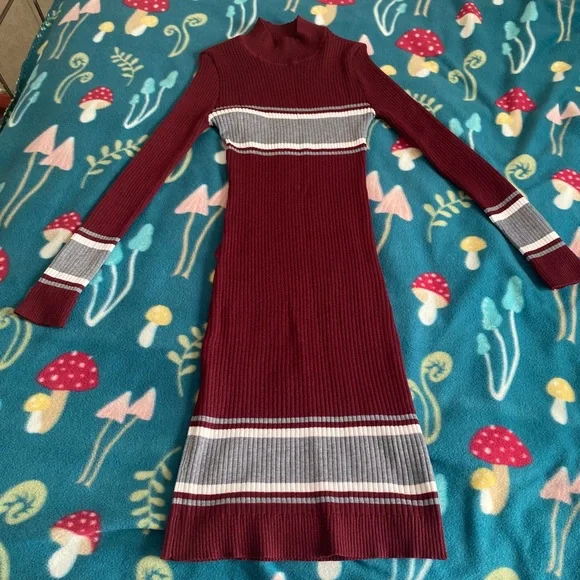 english factory poplin combo knit mini dress English Factory Women's Collar-Detail Combo Knit Mini Dress main image 0